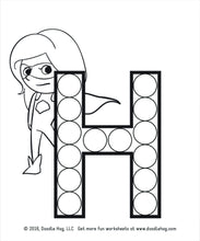 Load image into Gallery viewer, Free Download | Upper Case Letter Superhero Alphabet Dot Worksheets