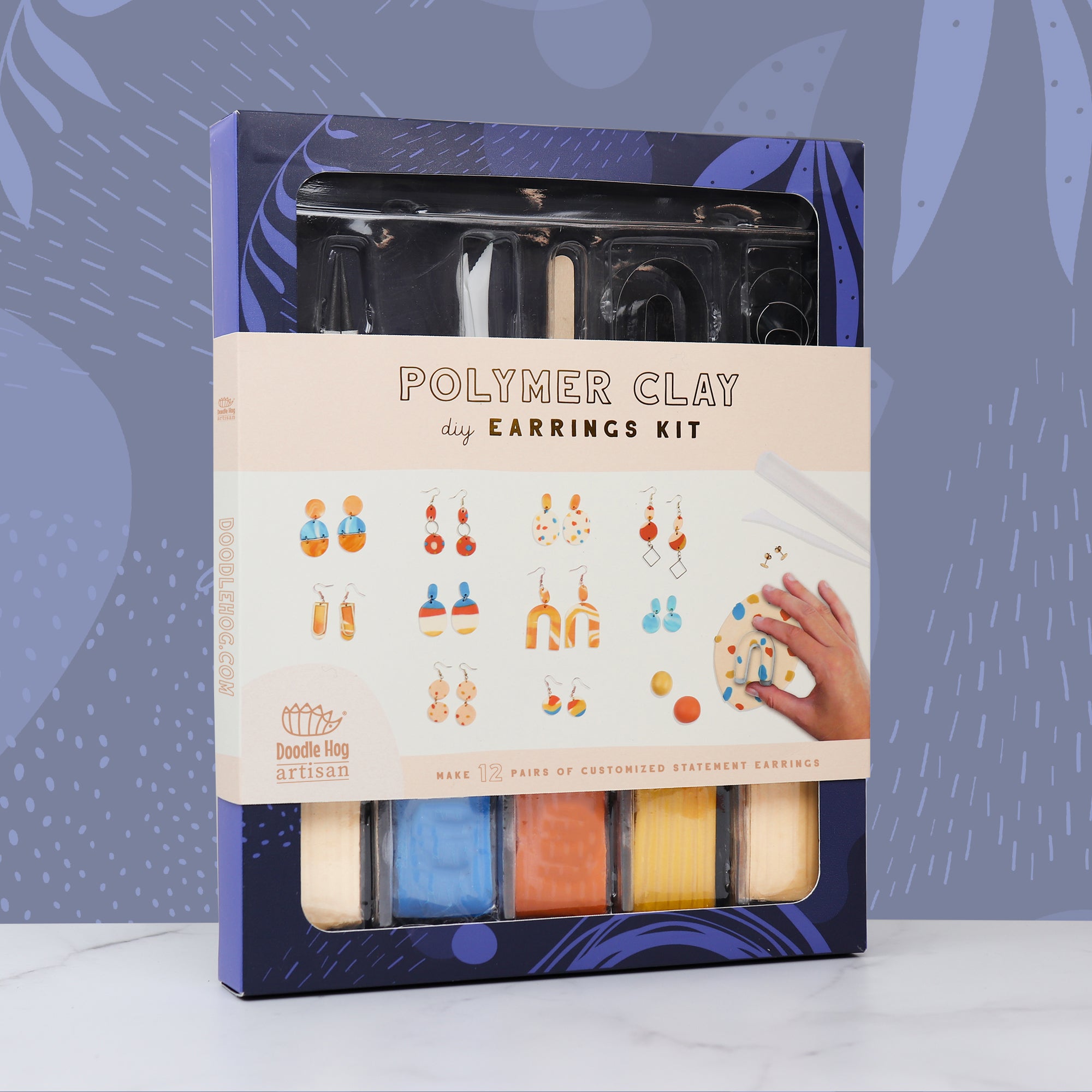 Doodle Hog Polymer Clay Earring Making Kit - Make 12 Earrings, Gift for Teens and Adult Includes Jewelry Making Supplies, Clay C