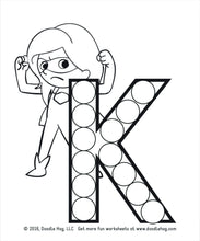Load image into Gallery viewer, Free Download | Upper Case Letter Superhero Alphabet Dot Worksheets