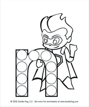 Load image into Gallery viewer, Free Download | Lower Case Letter Superhero Alphabet Dot Worksheets