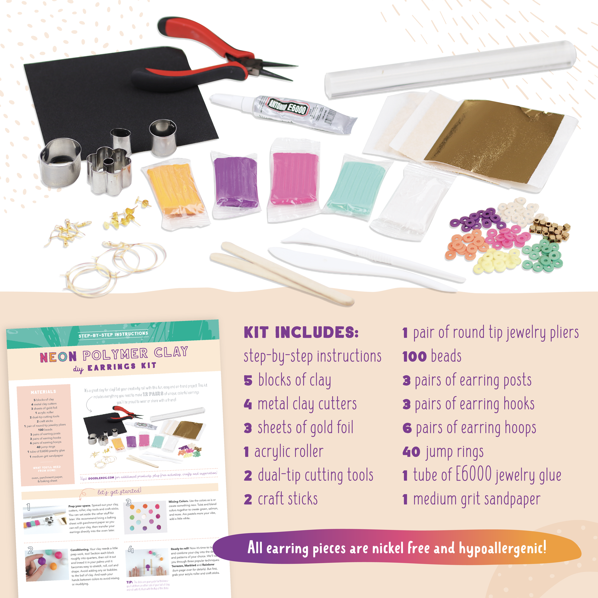 Diy Polymer Clay Earrings Jewelry Making Kit – Doodle Hog