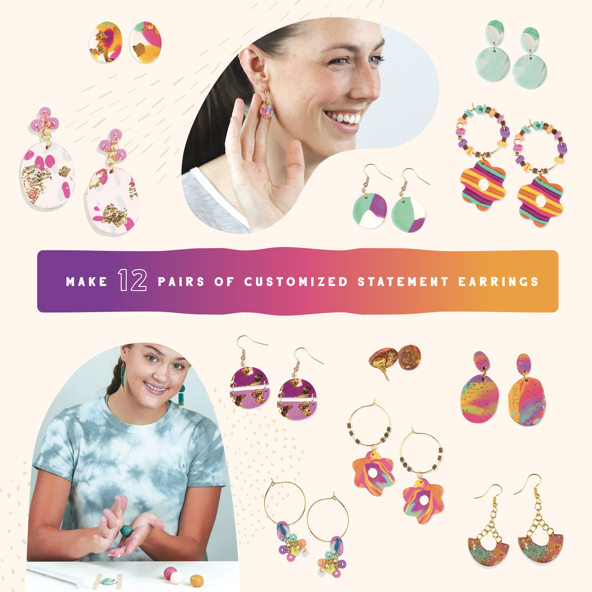 Make Your Own Clay Earrings Kit, DIY Jewelry