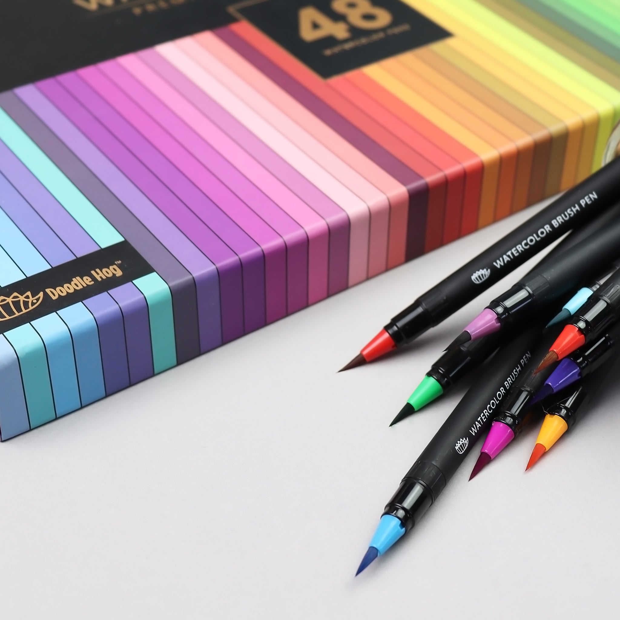 Gift Box : 48 Premium Watercolor Brush Pens, Highly Blendable, No Streaks, Water Color Markers