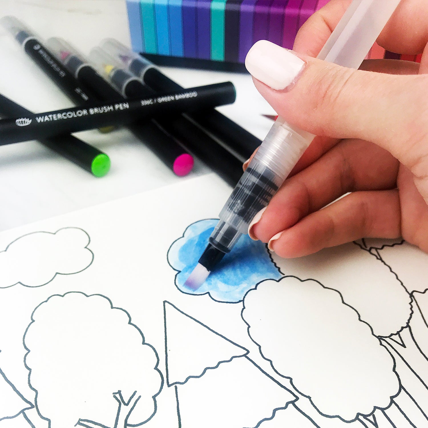 48 Colors Real Brush Pens for Watercolor Painting with Flexible