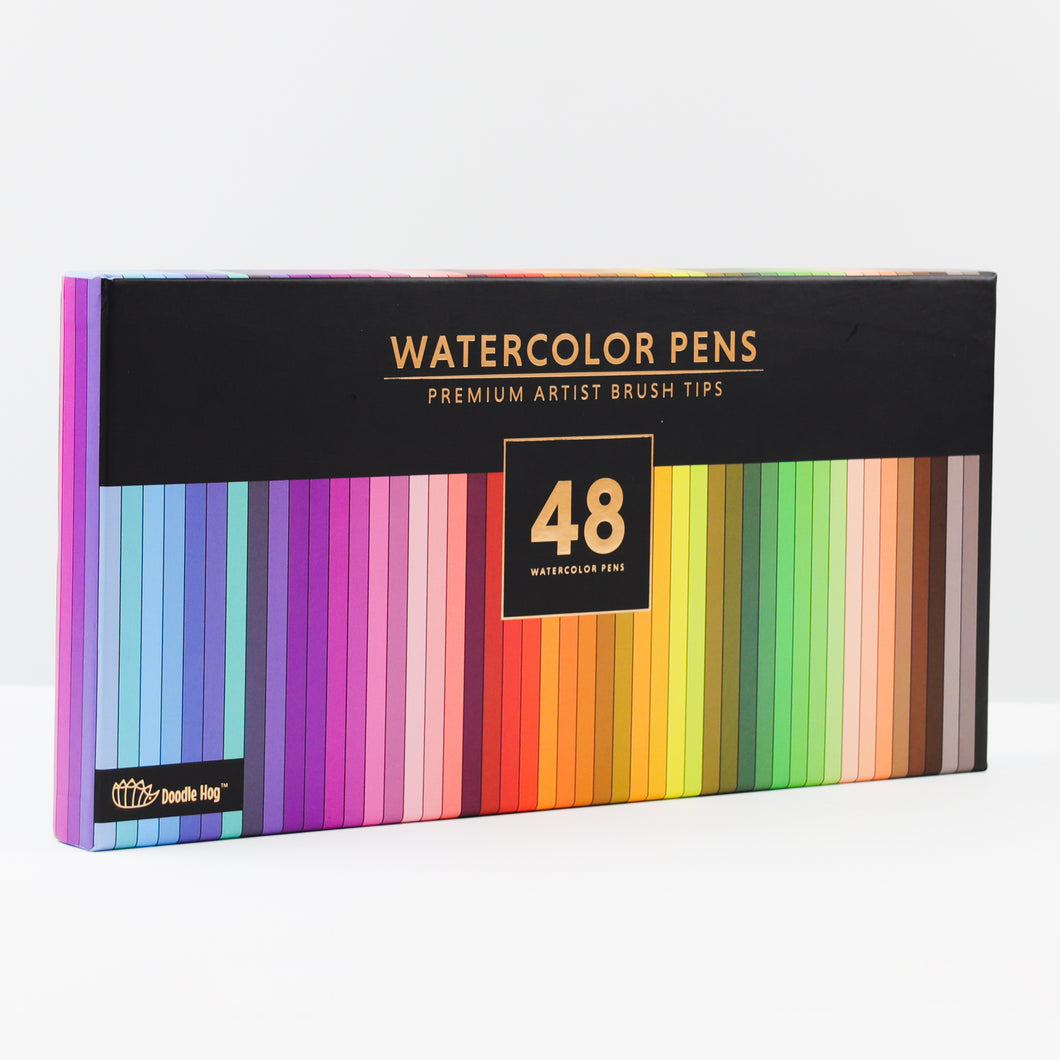 Gift Box : 48 Premium Watercolor Brush Pens, Highly Blendable, No Streaks, Water Color Markers