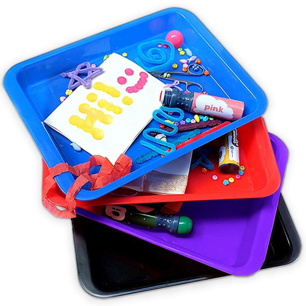  10 PCS Multicolor Plastic Art Trays,Activity Plastic  Tray,Serving Tray for Art and Crafts,Painting,Beads,Organizing Supply(5  Color)