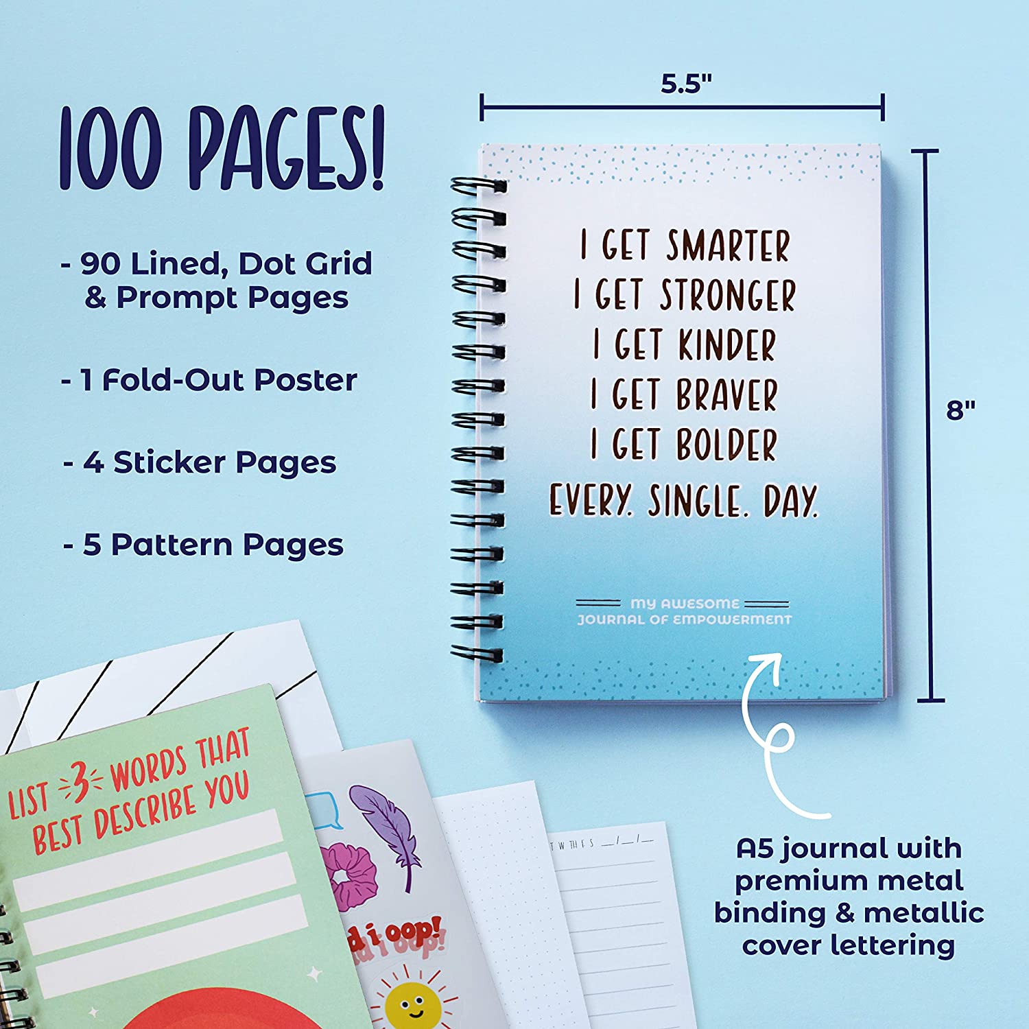 DOODLE HOG Journal for Girls, Teens - Journal Kit Includes 40 Page Journal,  Stickers, Keychain, Markers, Washi Tape & Poster. Great Teen Girl Gifts!