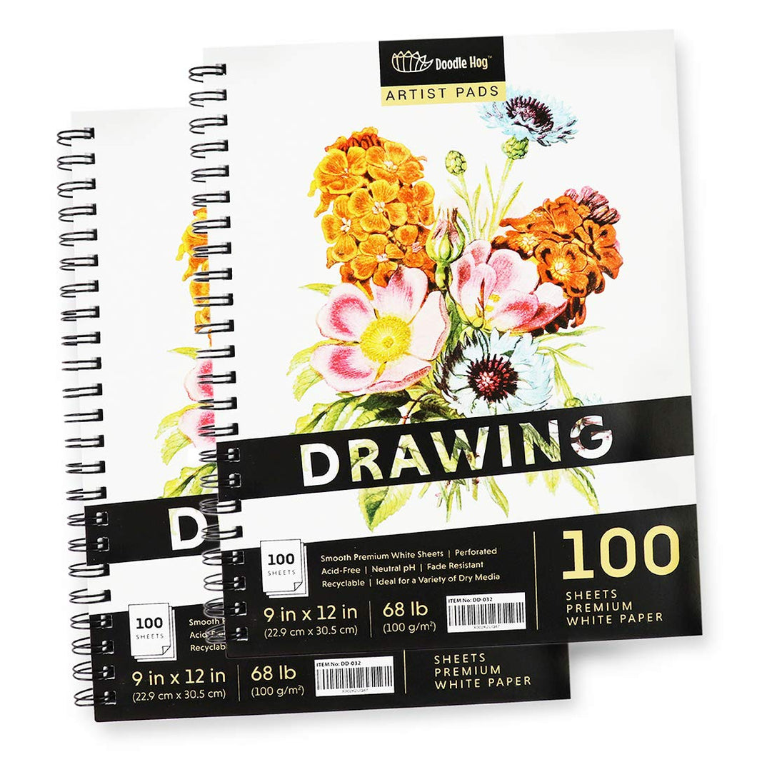 Drawing Sketch Pad  (9x12 - 100 GSM) 2 Pack Bundle