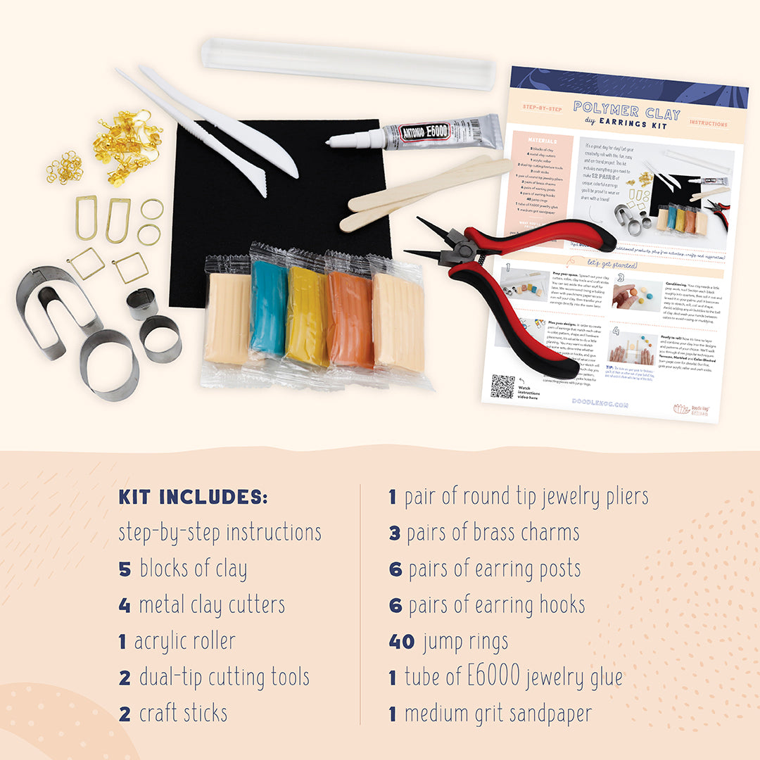 Diy Polymer Clay Earrings Jewelry Making Kit Doodle Hog