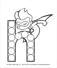 Load image into Gallery viewer, Free Download | Lower Case Letter Superhero Alphabet Dot Worksheets
