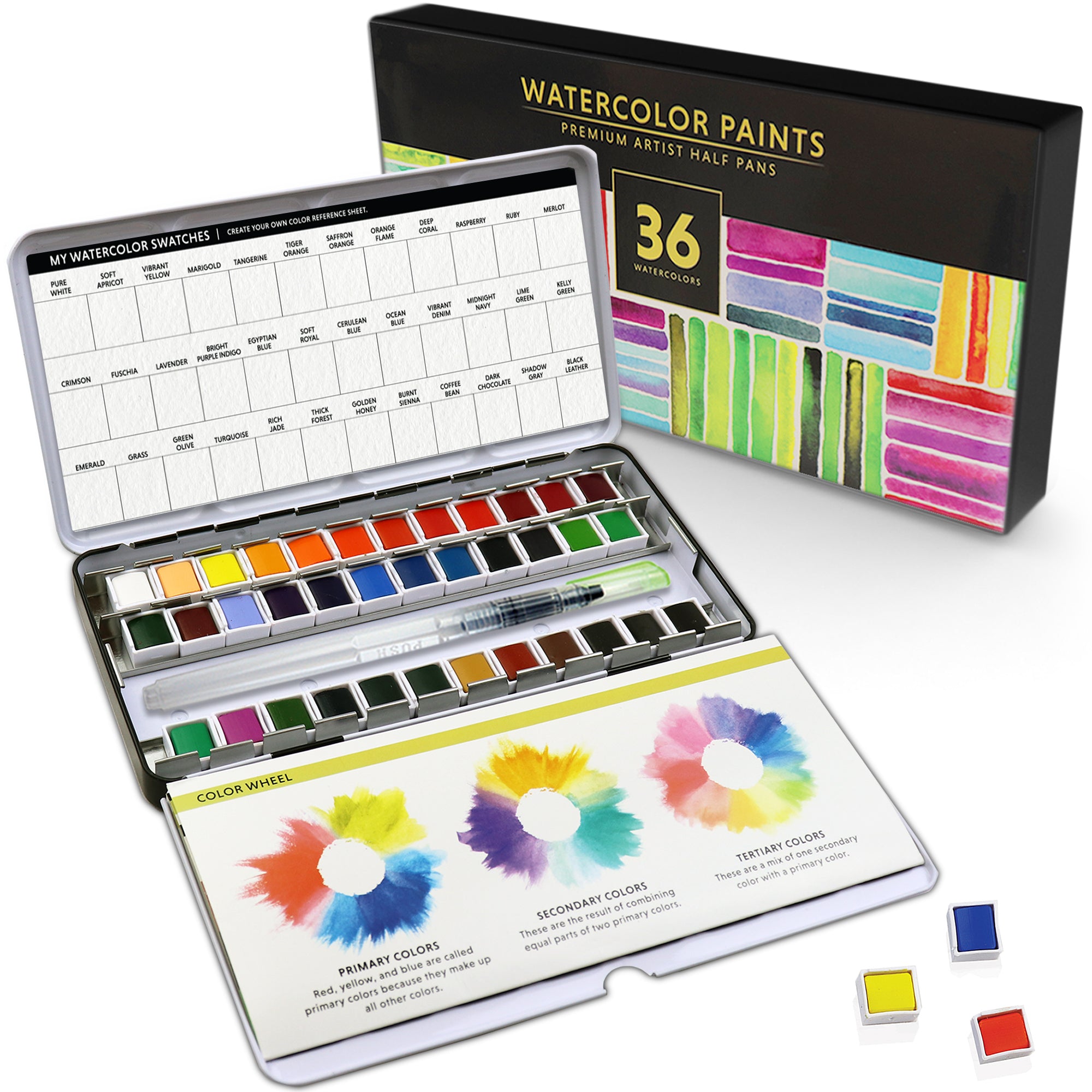 DOODLE HOG 48 Premium Watercolor Half Pan Set in Metal Palette, Water Color  Paint Sets for Kids, Watercolor Sets for Adults Beginners, Professional