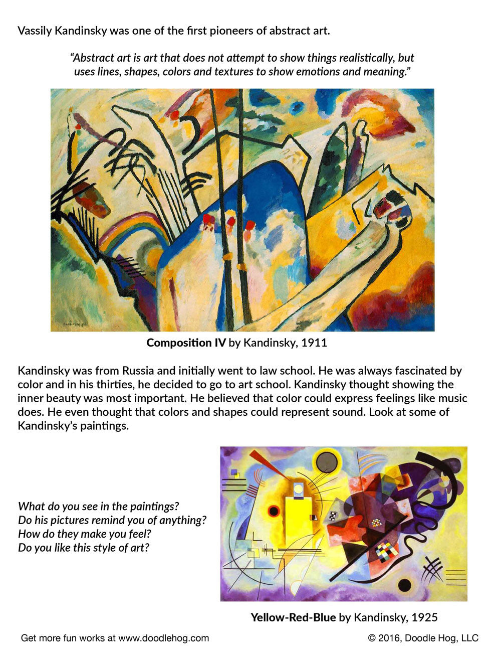 Kandinsky Lesson Free Download | Vassily Kandinsky and Abstract Art – Doodle Hog