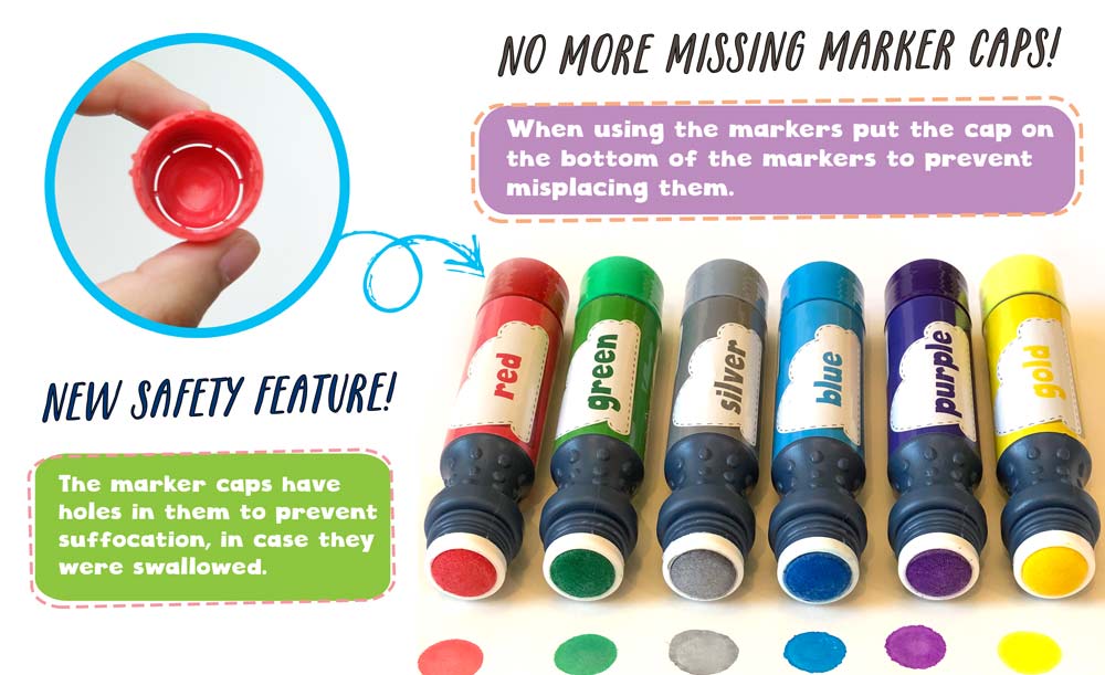 Teachers Approved Washable Metallic 6 Pack Dot Markers - Arts and