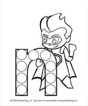 Load image into Gallery viewer, Free Download | Lower Case Letter Superhero Alphabet Dot Worksheets
