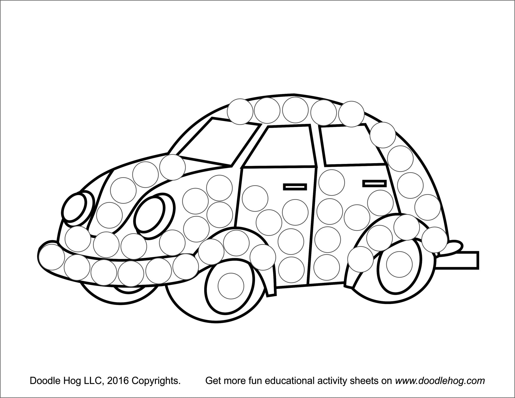 Vehicles Dot Markers:Fun Dot Markers Coloring Pages of Car, Truck, Plane,  Train.