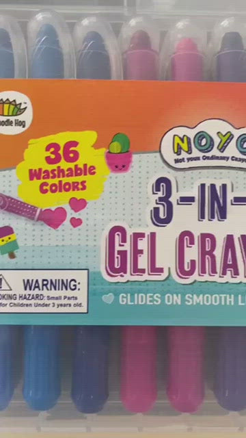 Noyo 36 Colors Gel Crayons for Toddlers and Kids - Non Toxic - 3 in 1 Washable Bolder Crayons-Pastel-Watercolor Paint Effects